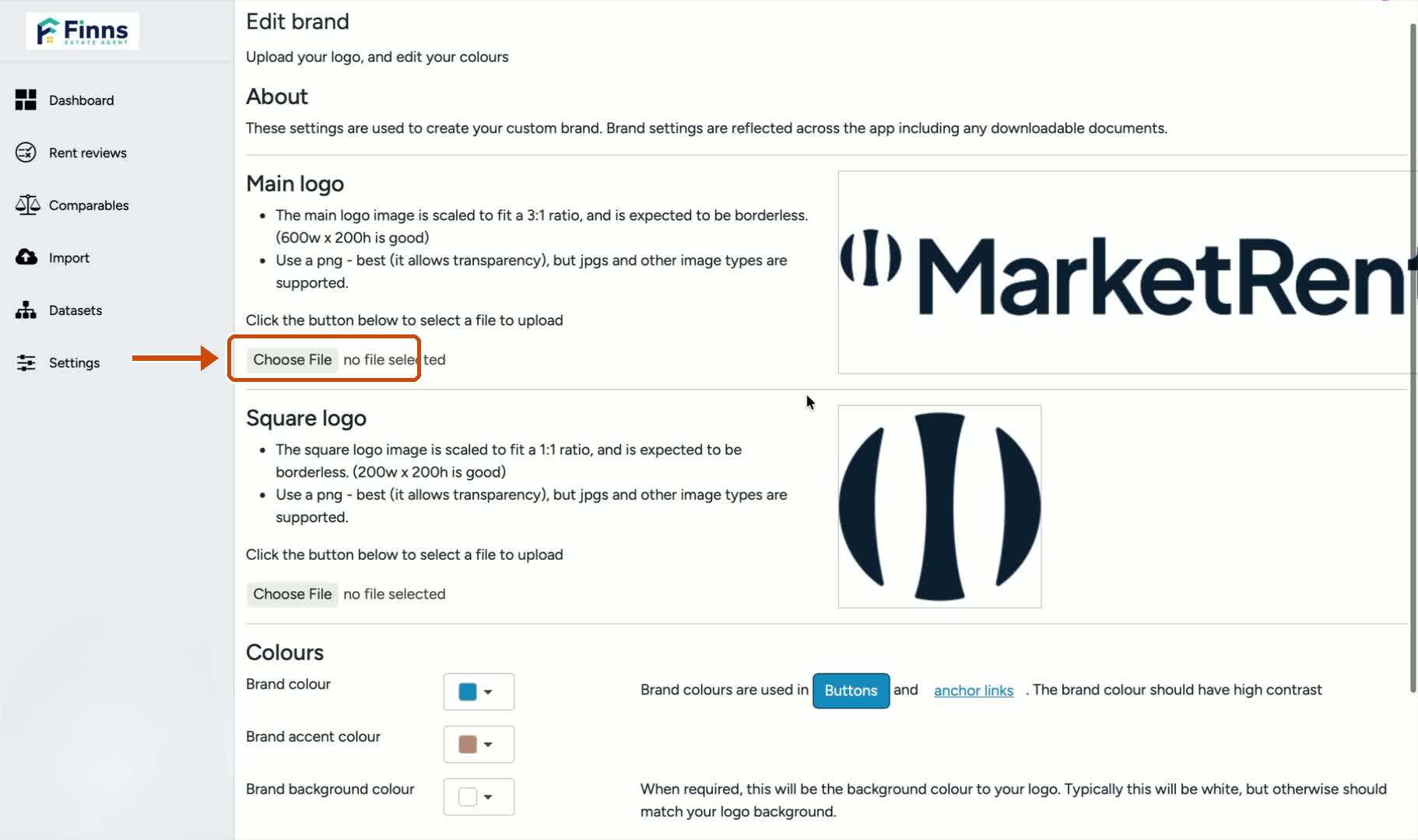 3. Upload Your Main Logo and Square Logo