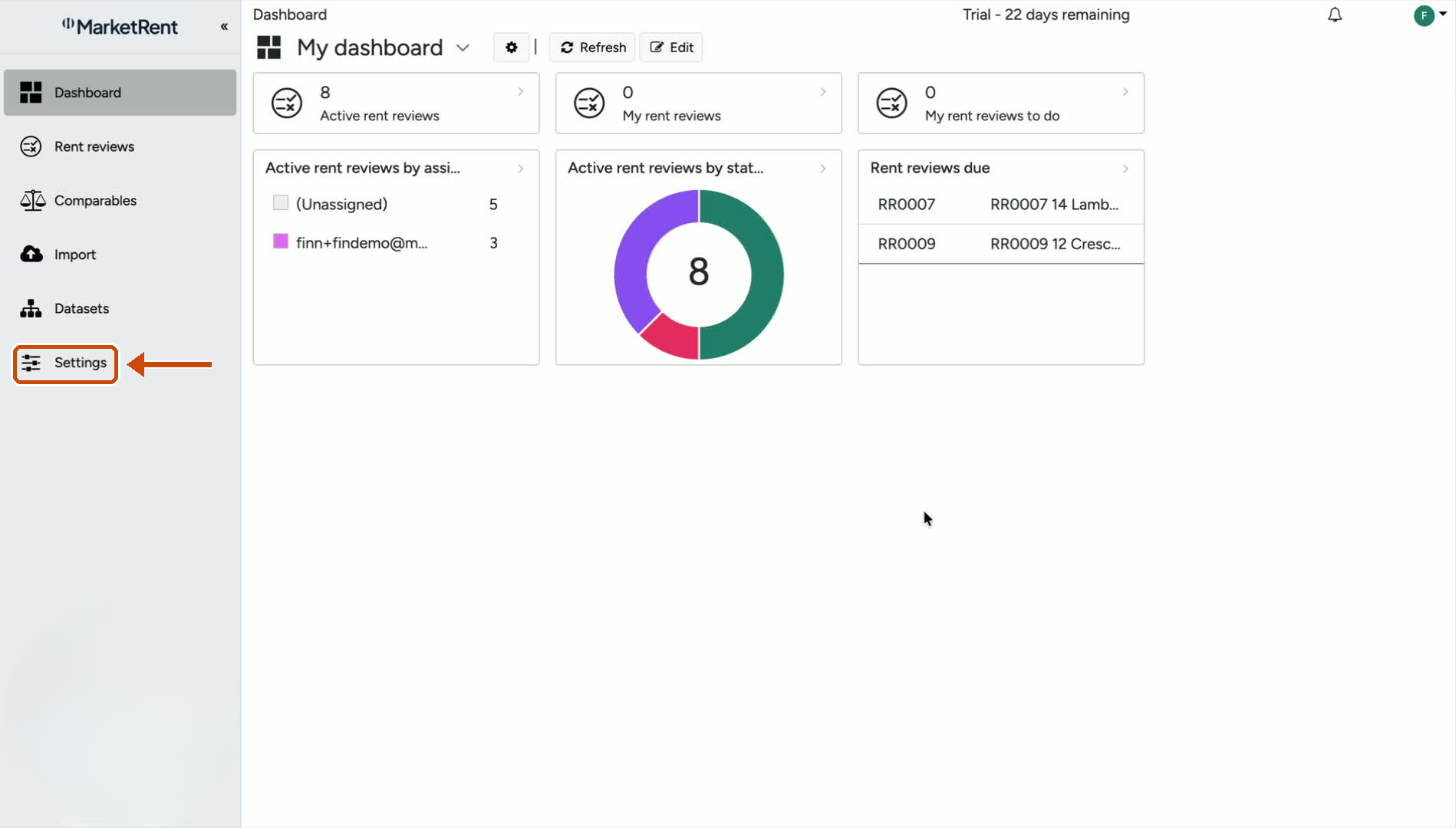 1. Open Settings from the Dashboard