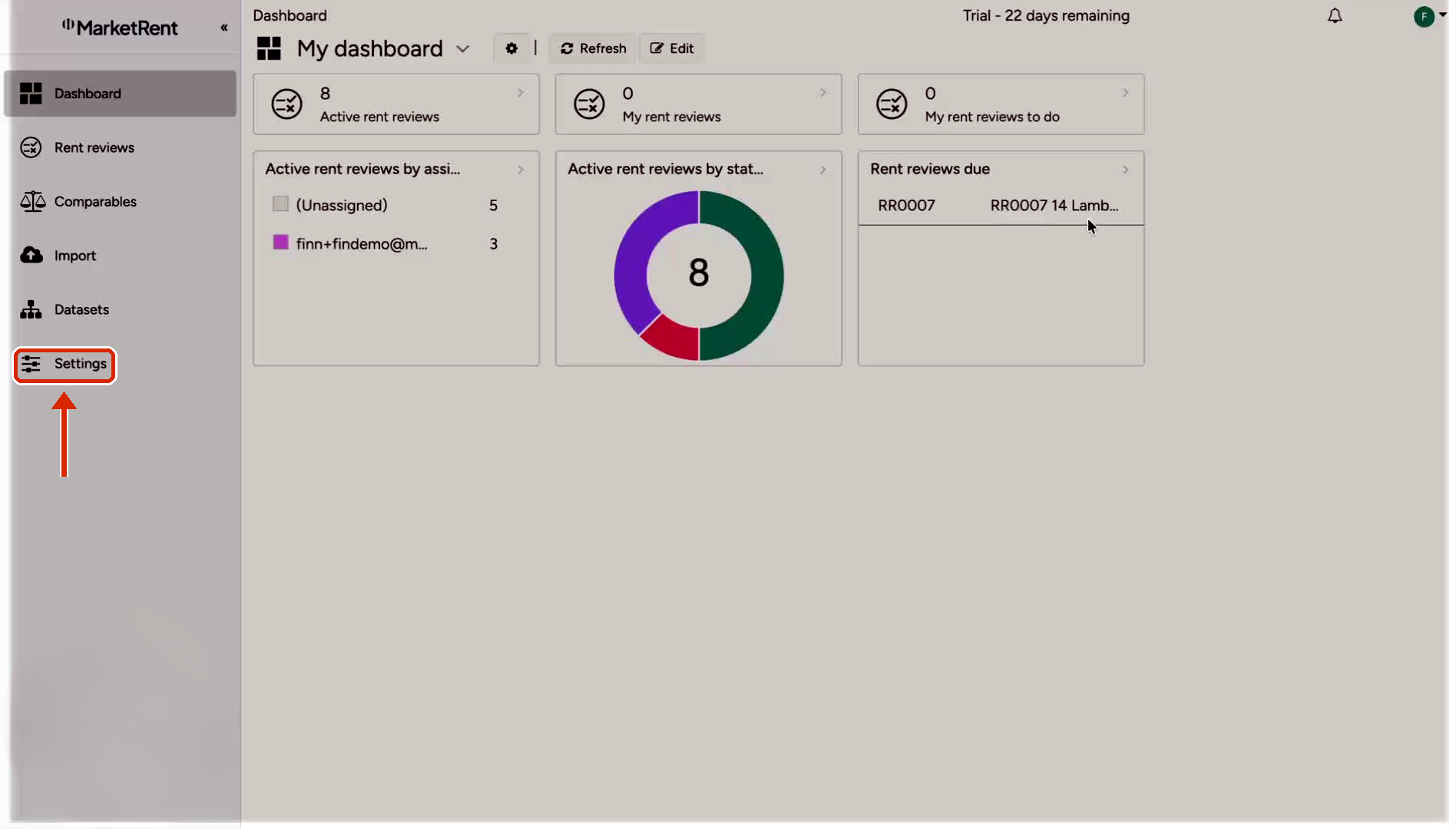 1. Open Settings from the Dashboard