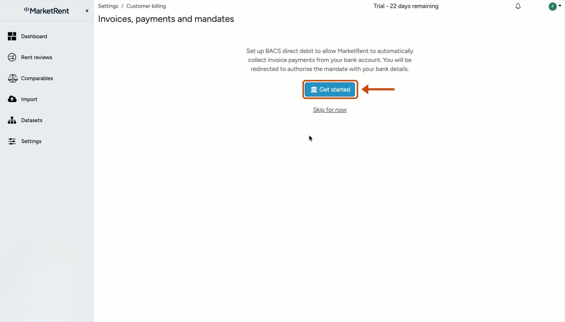 3. Start the Direct Debit Setup