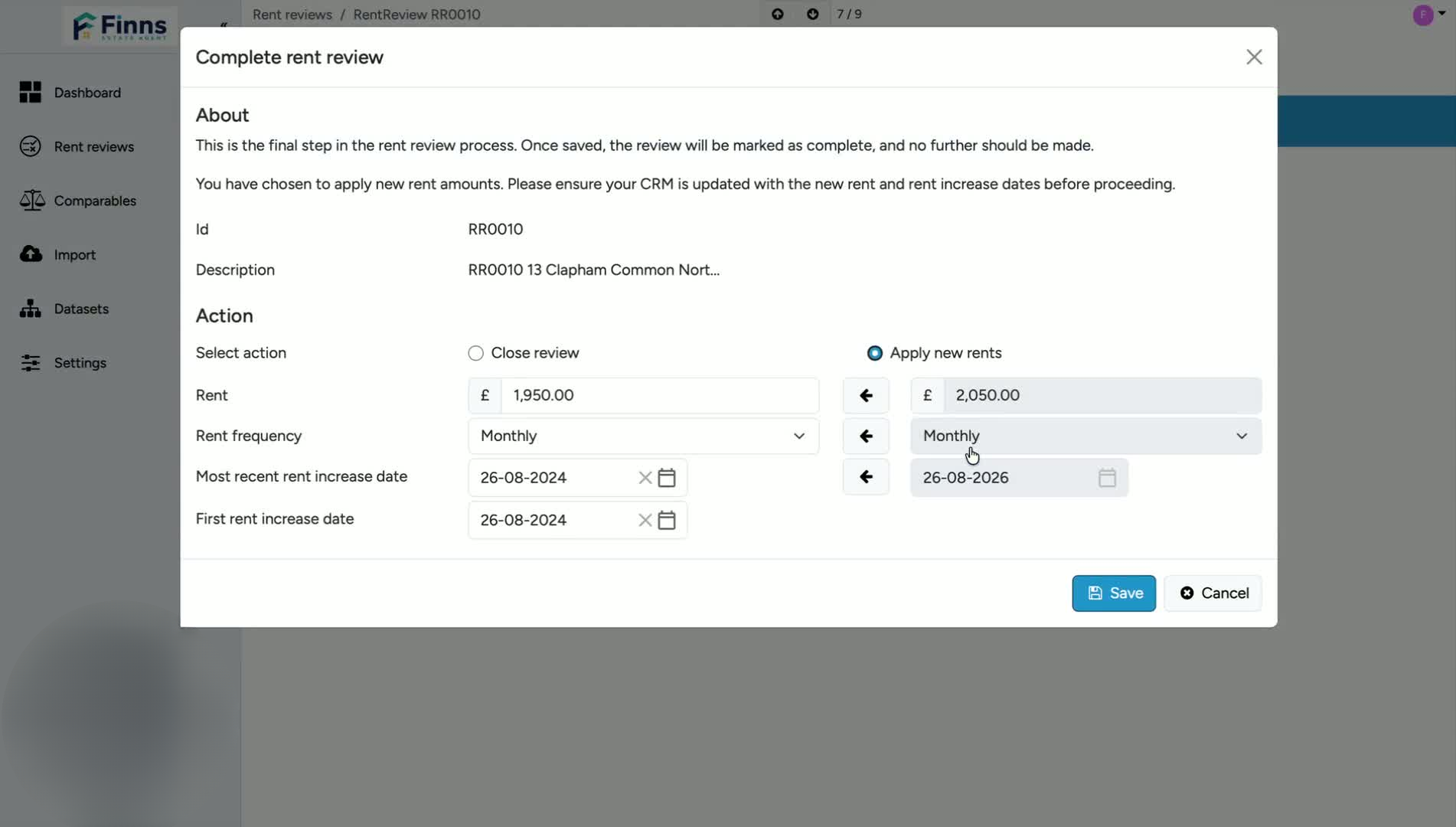11. Complete the Rent Review and Apply the New Rent