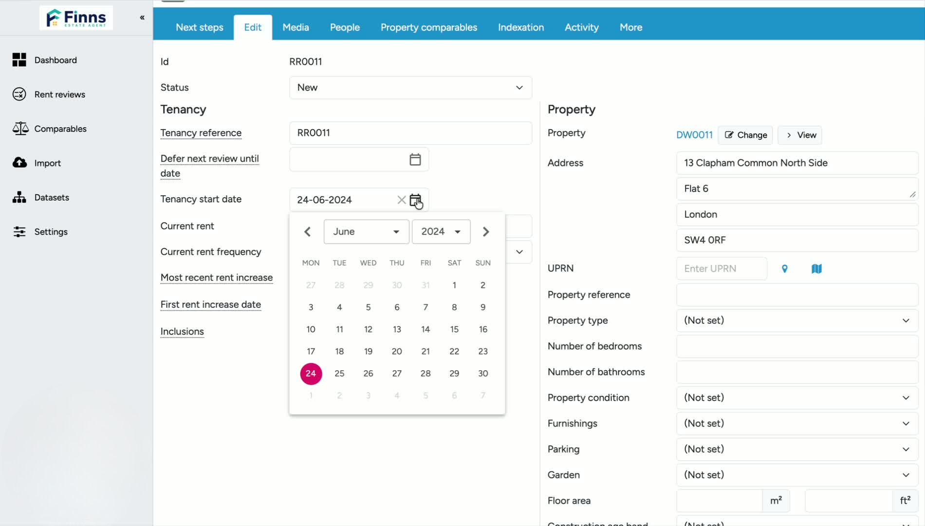 3. Add rent details and payment frequency