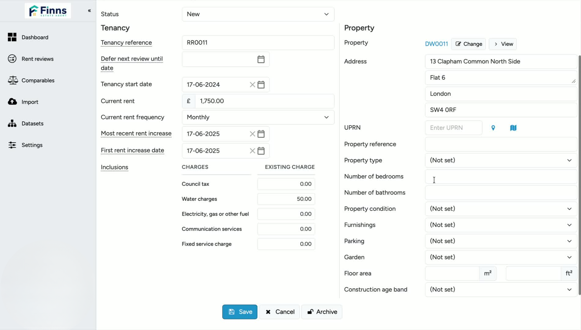 2. Fill in the property details