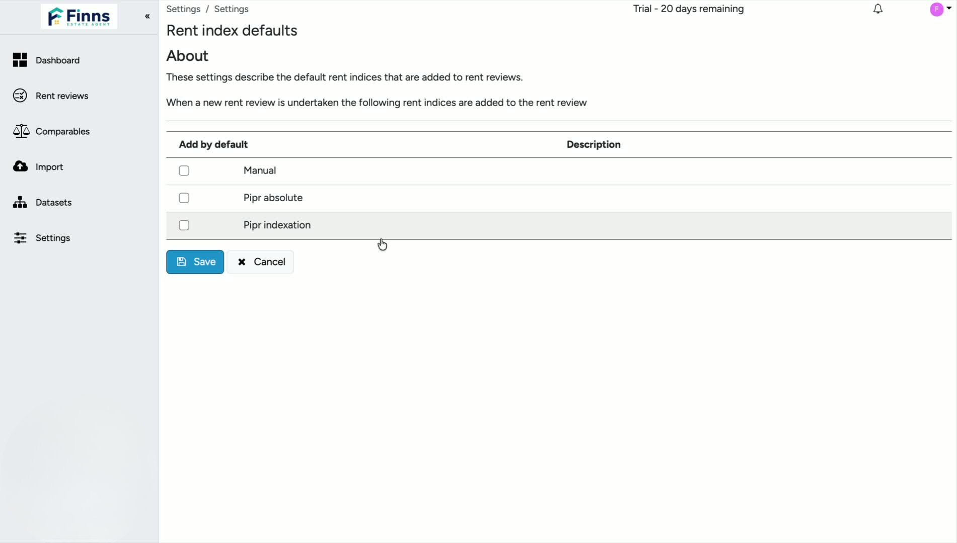 2. Choose your default indexation type