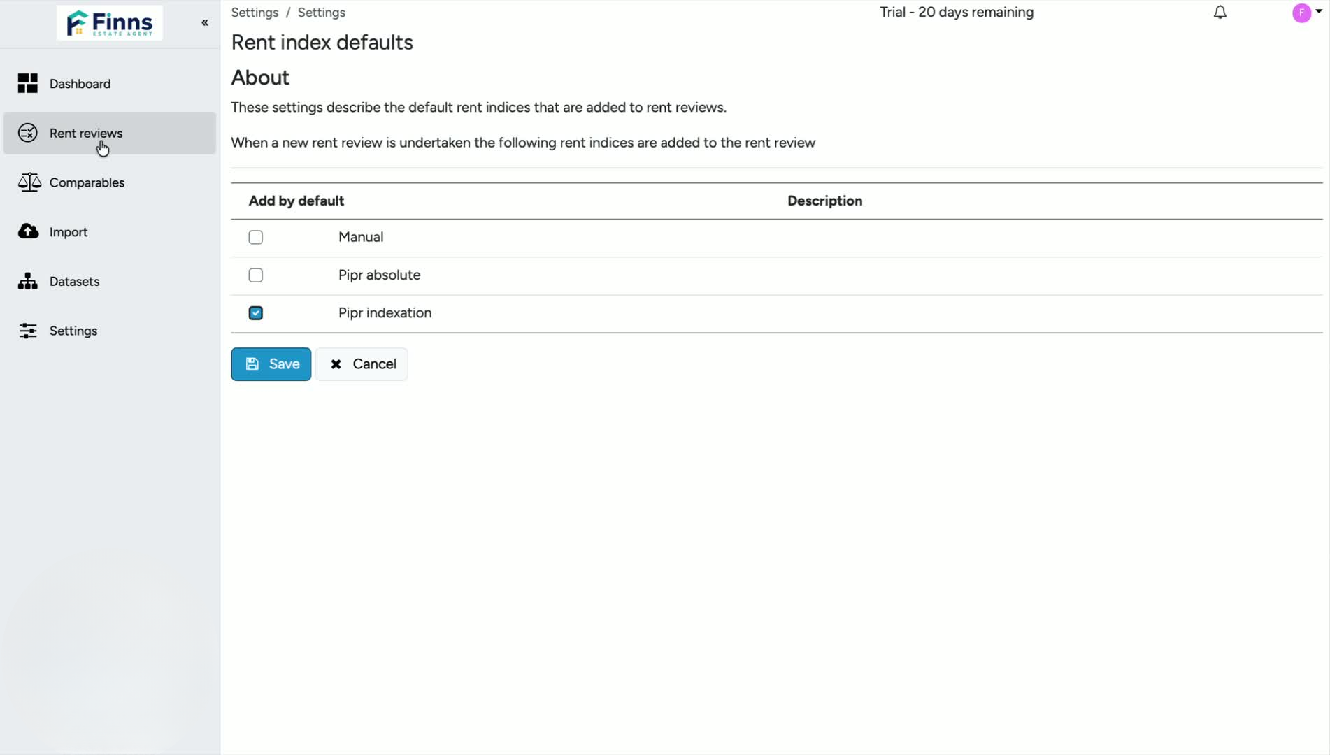 4. Confirm the default appears in a property indexation workflow
